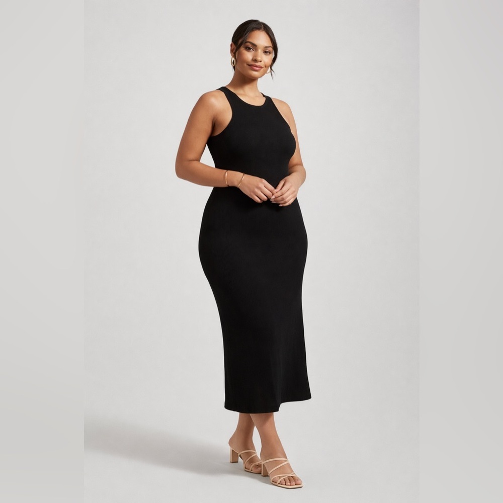 Modern Citizen Bodycon Midi Dress Women's Size XL Black Minimalist Elegant Chic